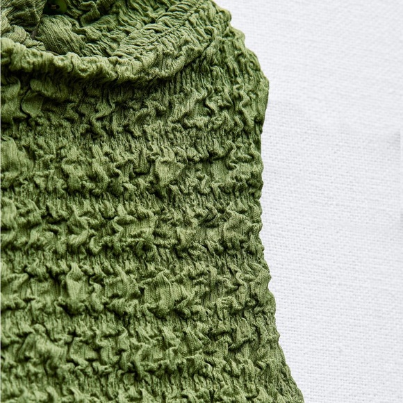 Zara Textured Halter Top Green - Picture 3 of 9